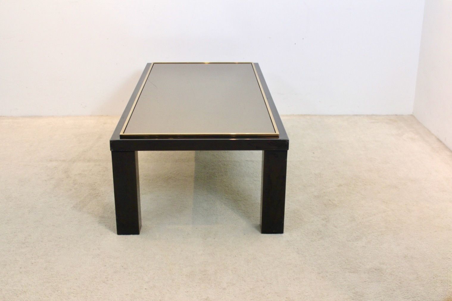 Furniture Large Belgochrom Gold And Smoked Glass Coffee Table photo