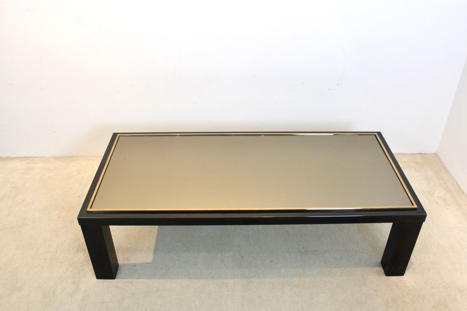2397.0 Large Belgochrom Gold And Smoked Glass Coffee Table photo