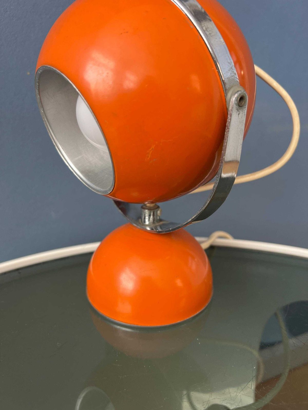 photo for sale Orange Mid Century Space Age Eyeball Table Lamp