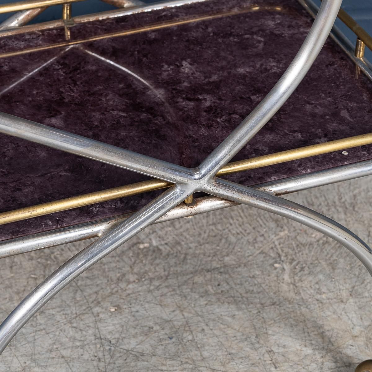 photo buy Vintage 20thc Italian Steel & Glass Drinks Trolley With Marble Effect C.1980