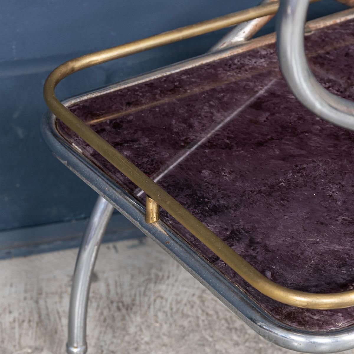 photo vintage Vintage 20thc Italian Steel & Glass Drinks Trolley With Marble Effect C.1980