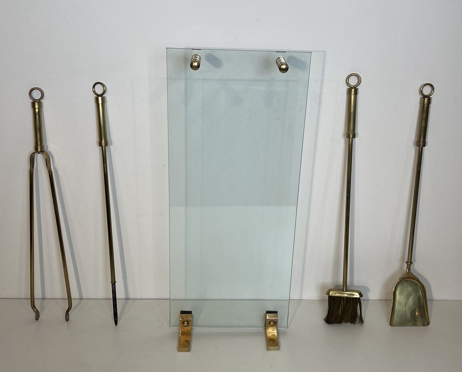 Glass And Brass Designer Fire Kit photo for sale