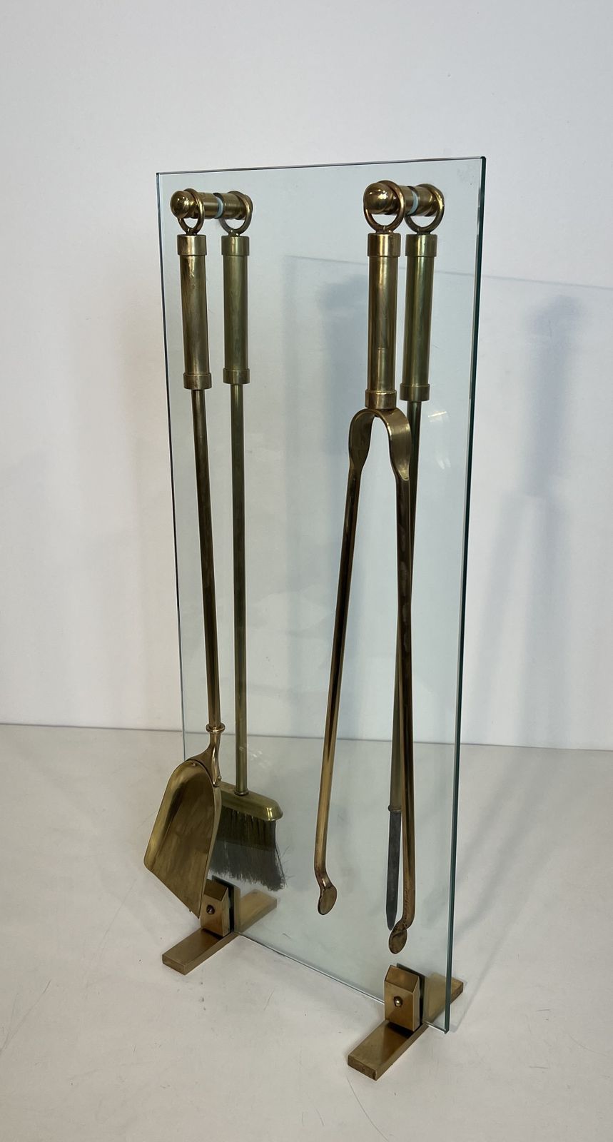 photo furniture Glass And Brass Designer Fire Kit