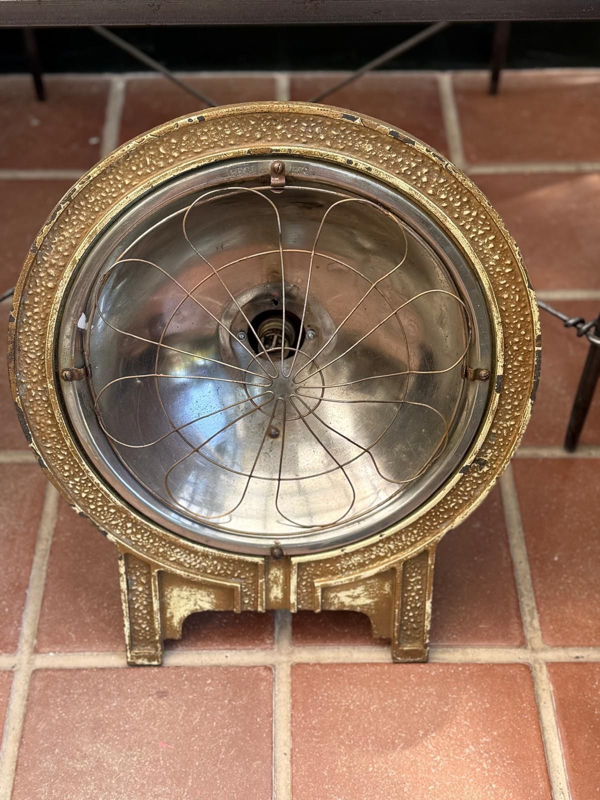 Art Deco Style Infrared Lamp – Brass And Steel