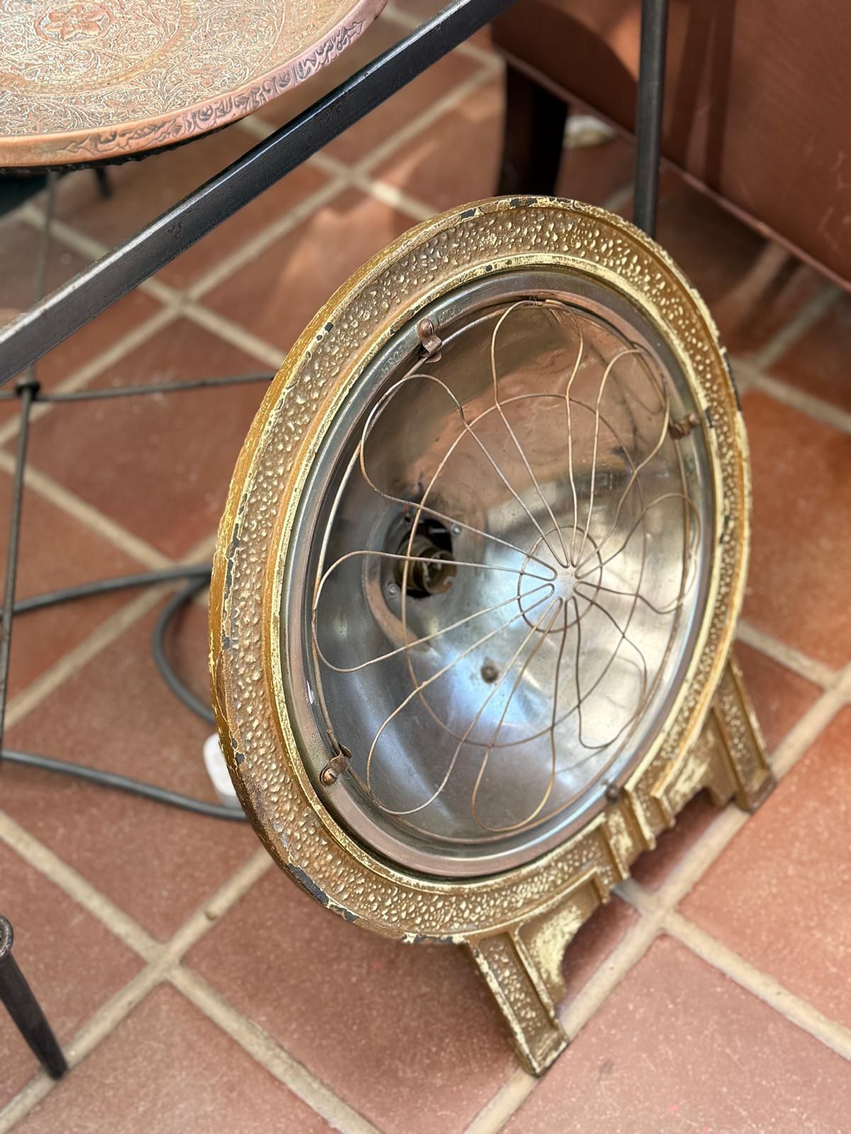 Art Deco Style Infrared Lamp – Brass And Steel photo Lighting