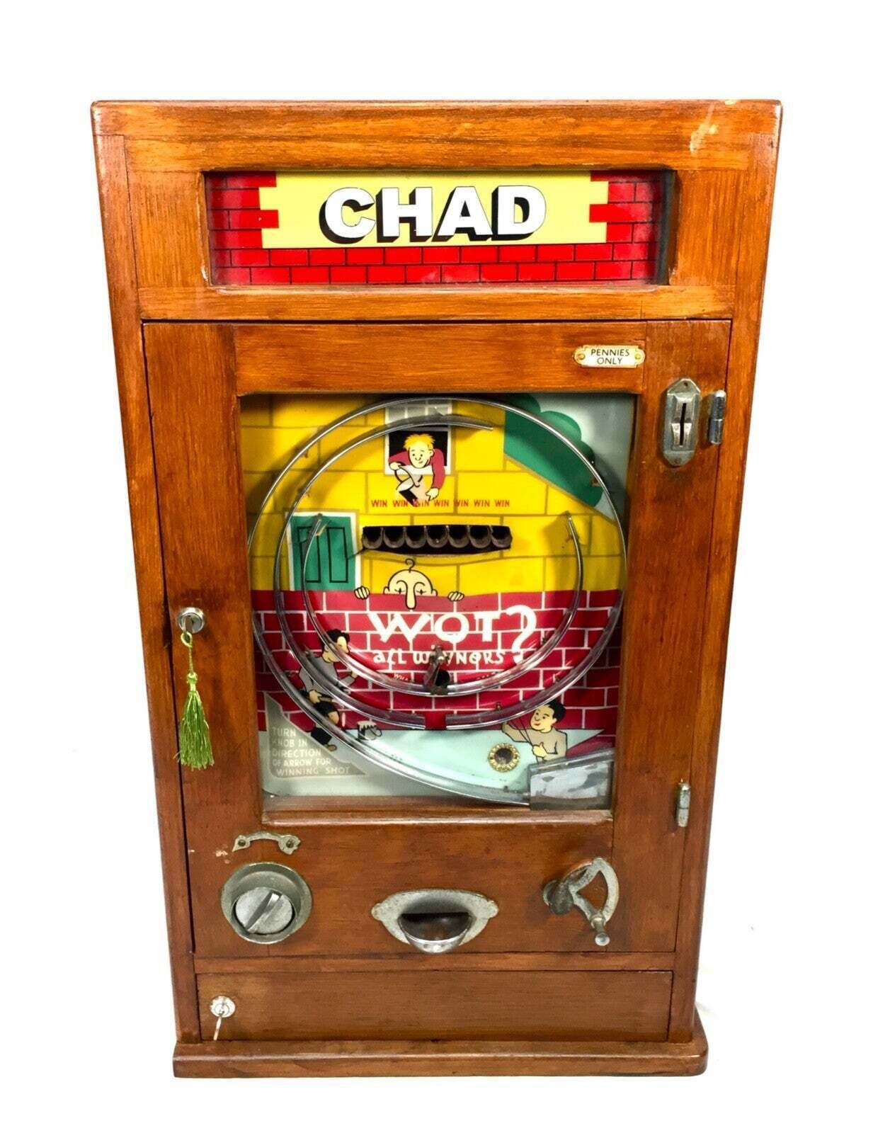 Antique 1950s Oliver Whales 'Chad' Arcade Allwin Coin Operated Machine Working photo furniture