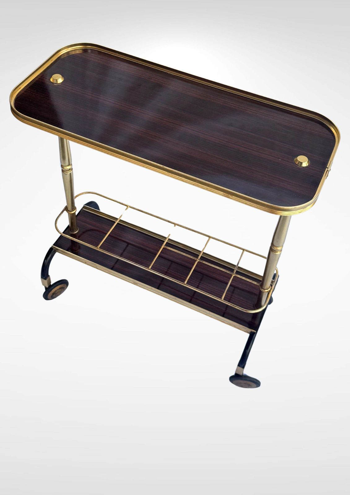 Mid Century Brass Bar Cart Trolley By Mb Italy photo vintage