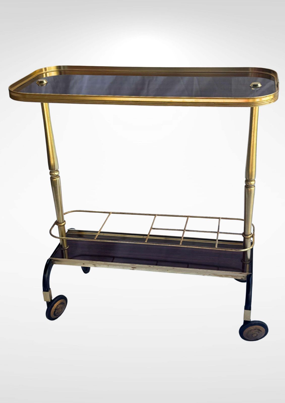 photo furniture Mid Century Brass Bar Cart Trolley By Mb Italy