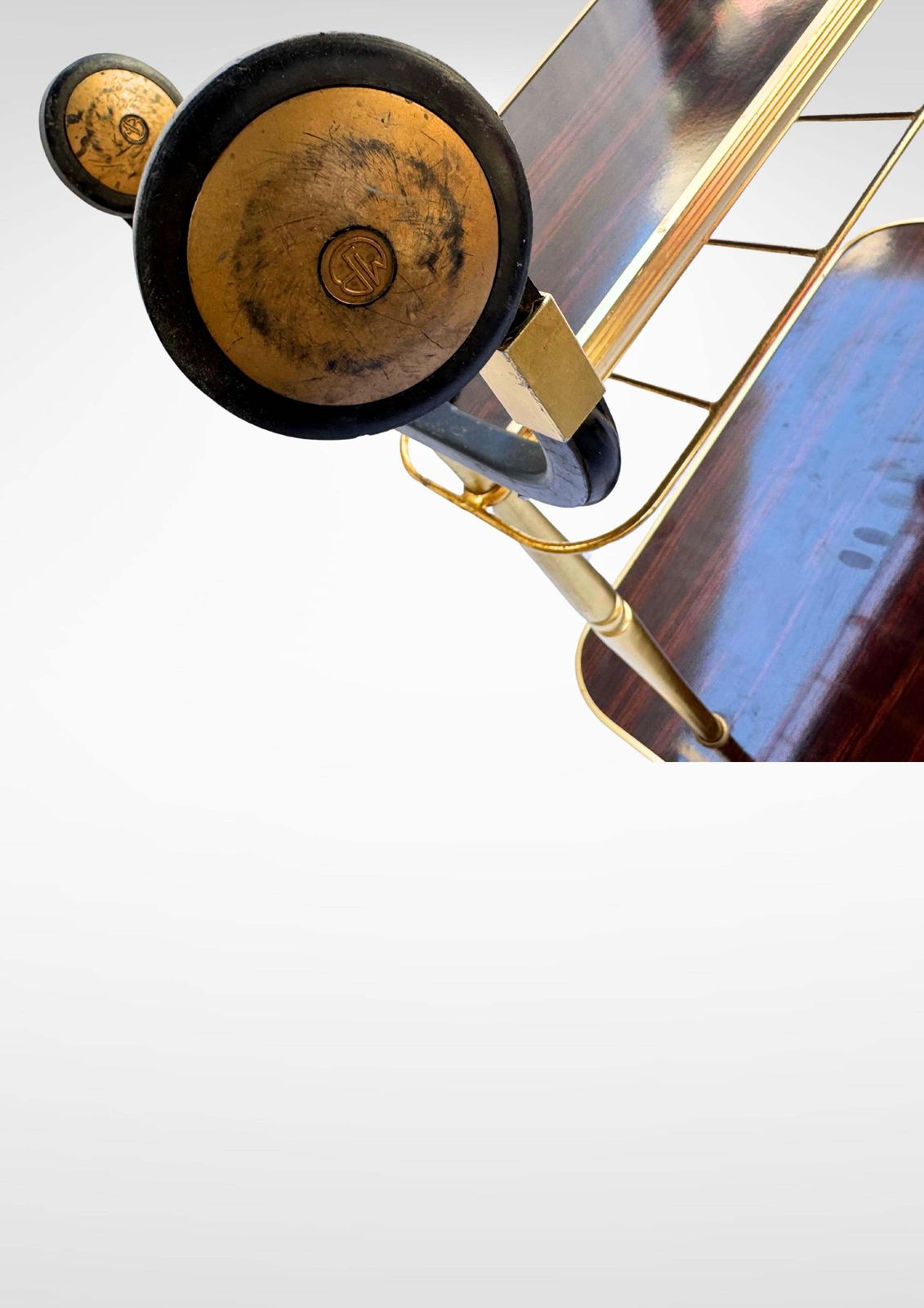 photo buy Mid Century Brass Bar Cart Trolley By Mb Italy