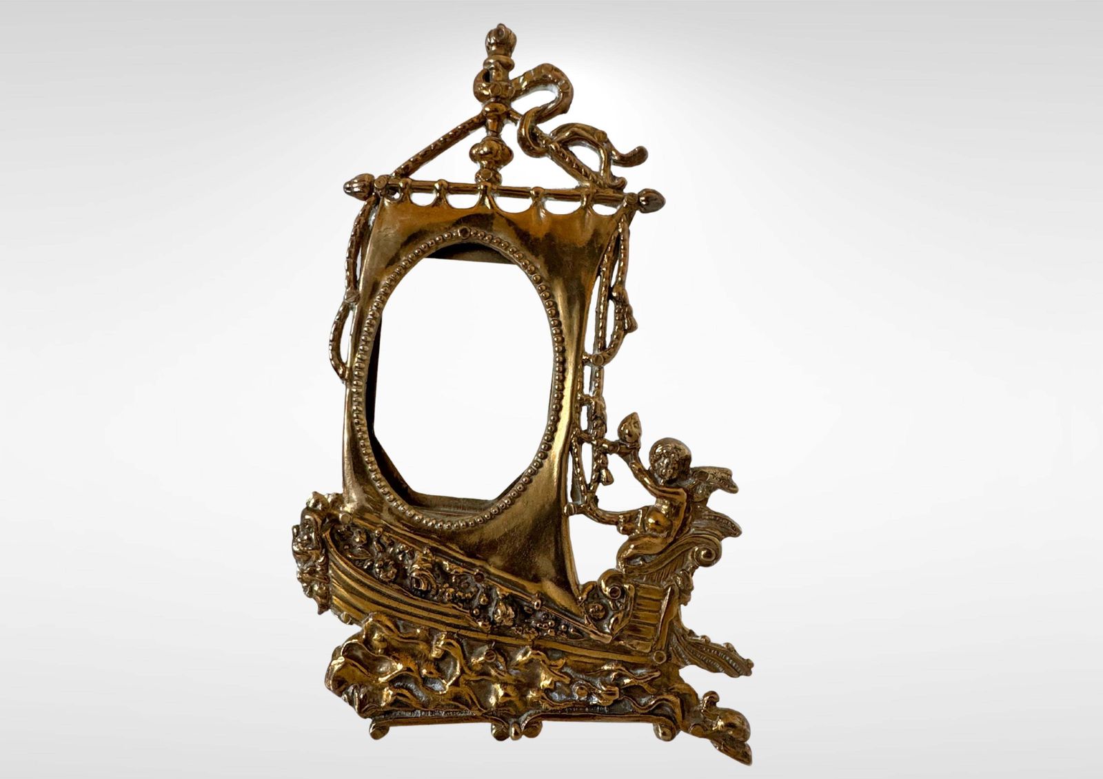 Art Nouveau Nautical Themed Brass Photo Frame With Putto Angel photo Home Decor