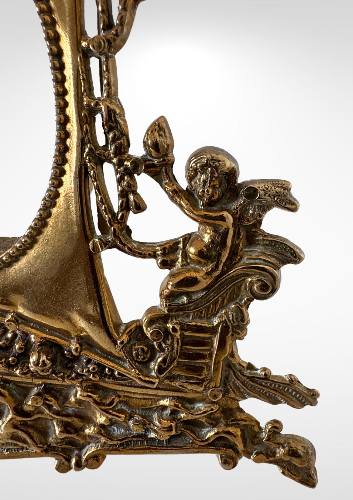 photo furniture Art Nouveau Nautical Themed Brass Photo Frame With Putto Angel