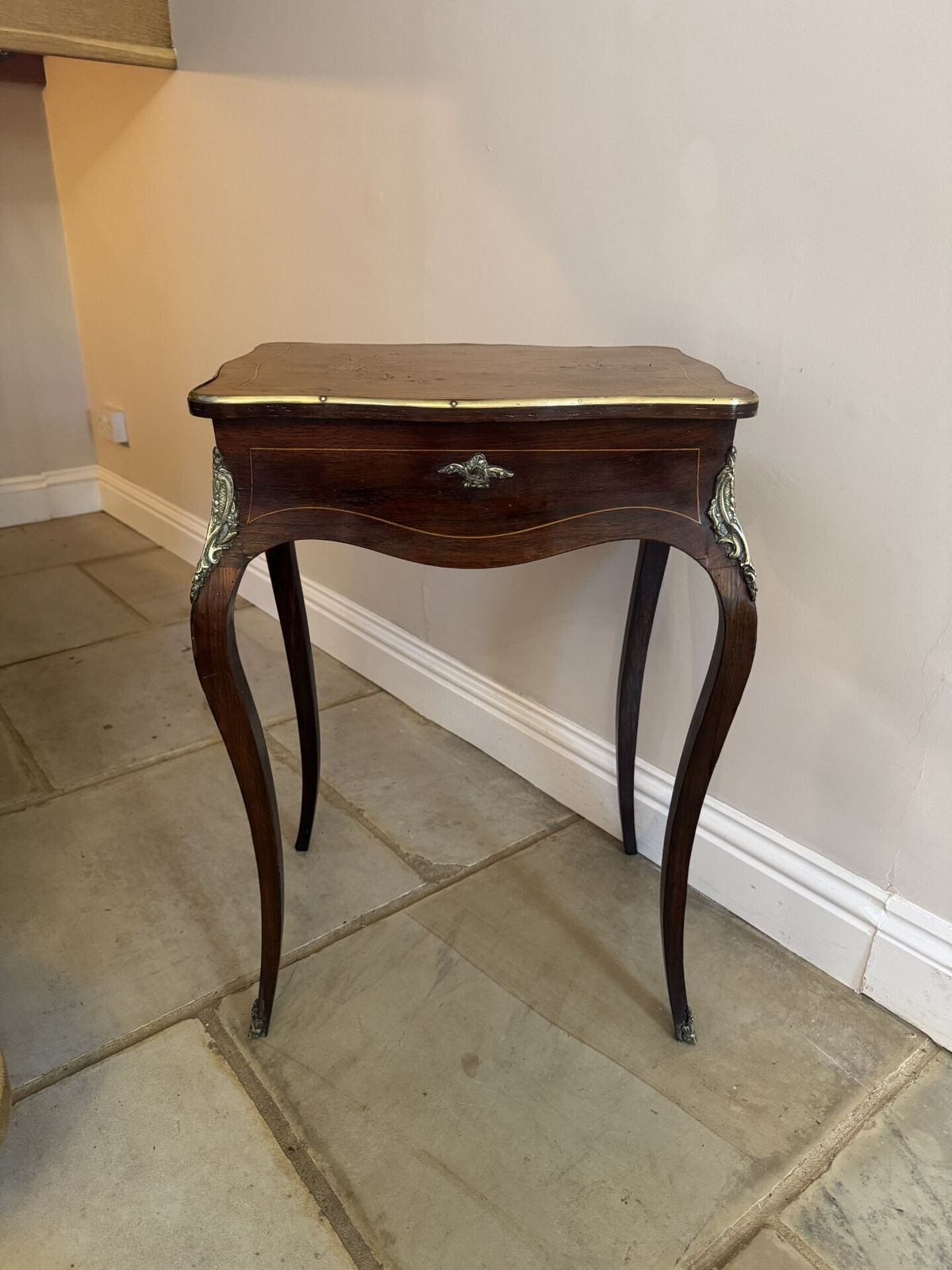 Fine Antique Quality Rosewood Marquetry Inlaid Work Table photo vinterior