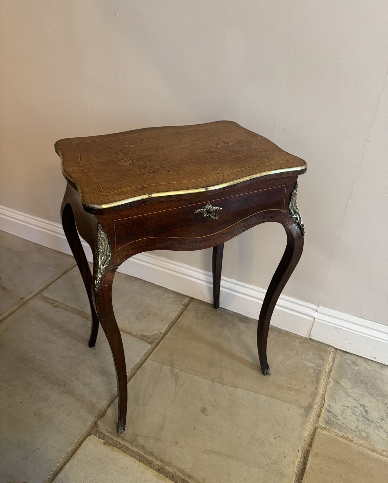 Fine Antique Quality Rosewood Marquetry Inlaid Work Table