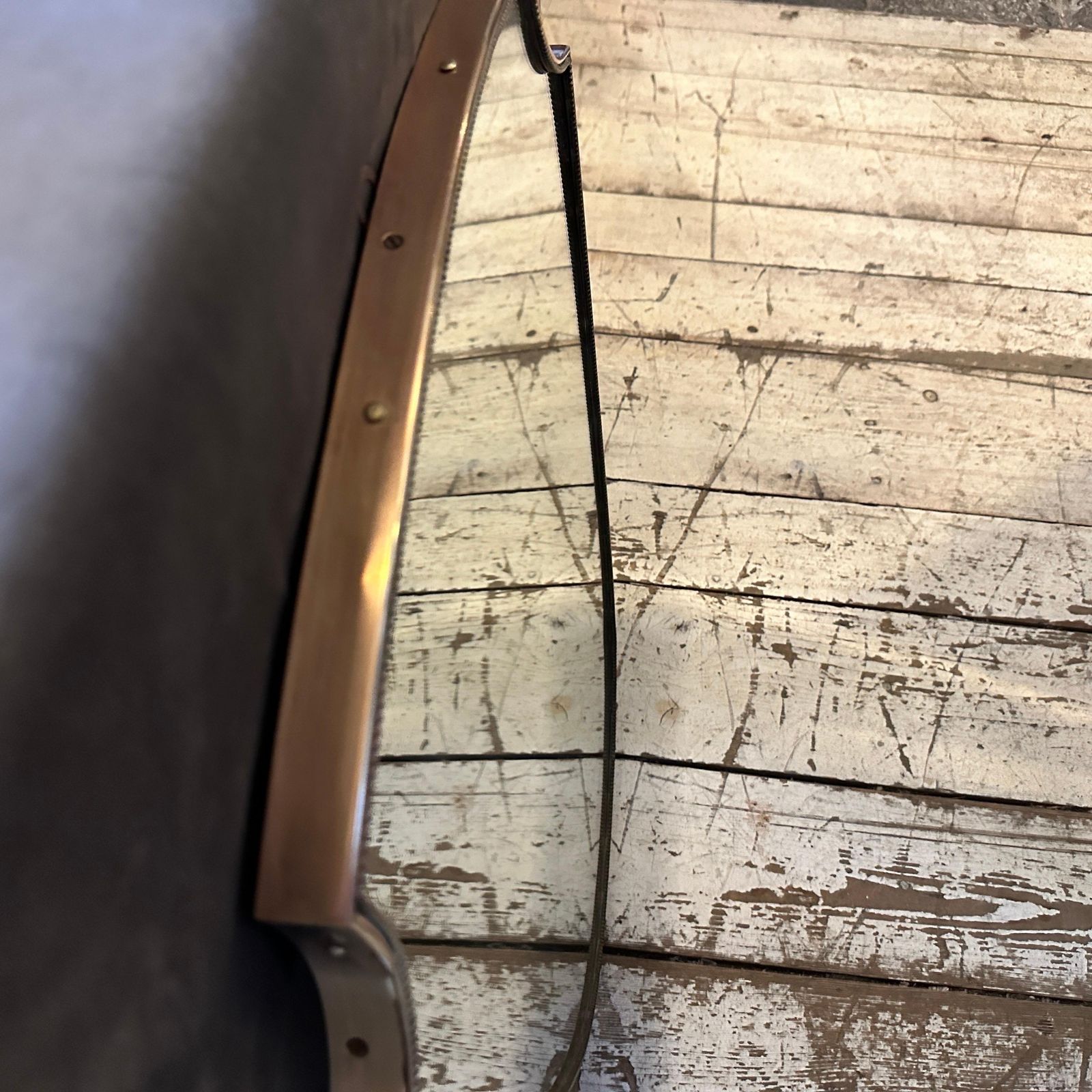 photo for sale 1960s Gio Ponti Style Mid Century Modern Brass Italian Shield Wall Mirror