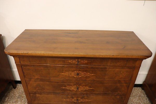 photo for sale Antique Chest Of Drawers In Inlaid Walnut, 1800s