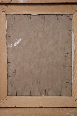 Italian Artist, Landscape, Oil Painting On Cardboard, Framed photo vintage