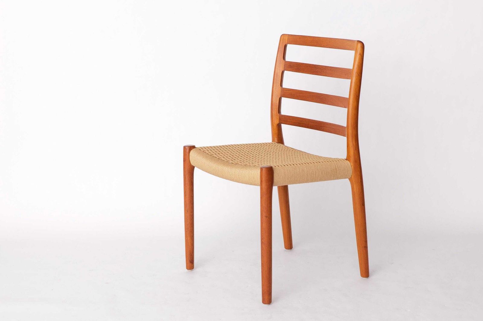 1 Of 6 Niels Møller Model 85 Chair In Teak With Danish Cord, 1980s Danish Mid Century Modern