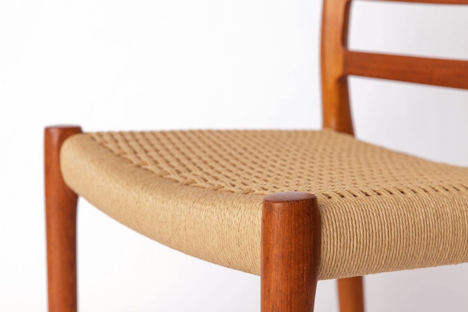 1 Of 6 Niels Møller Model 85 Chair In Teak With Danish Cord, 1980s Danish Mid Century Modern photo furniture