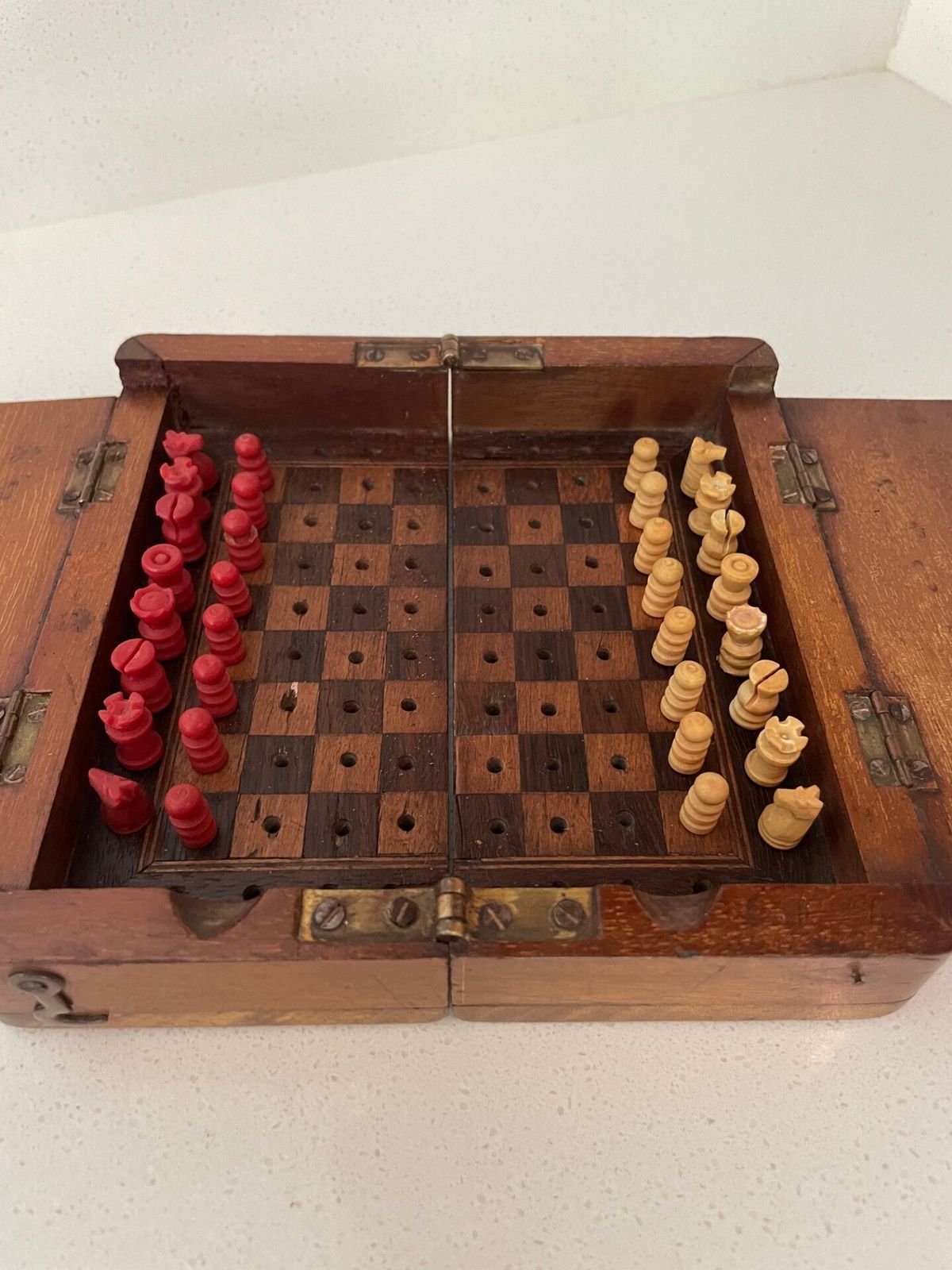 300.0 Antique Mahogany Cased Travelling Chest Set photo