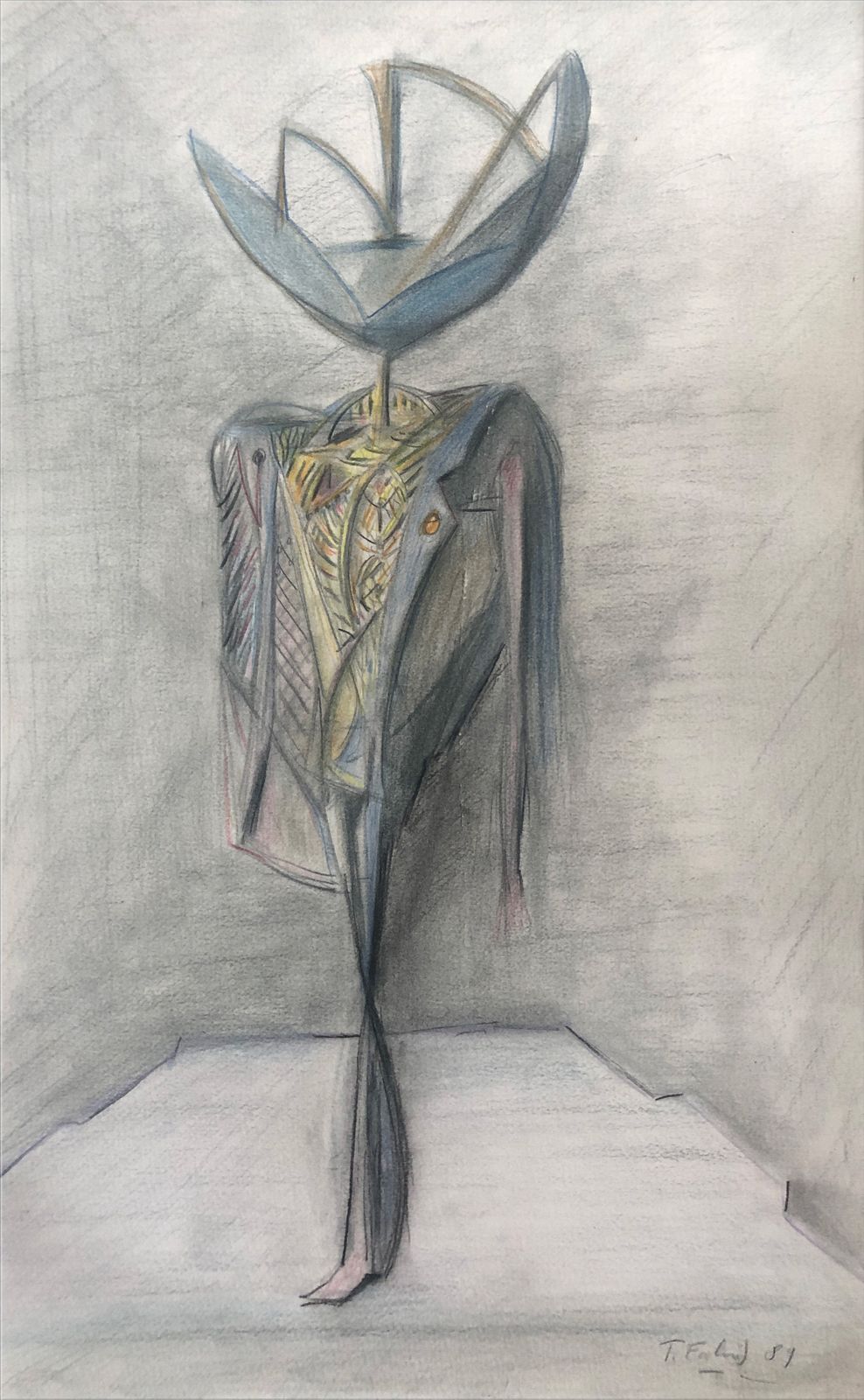 Fine Late Drawing By French Surrealist Artist photo furniture