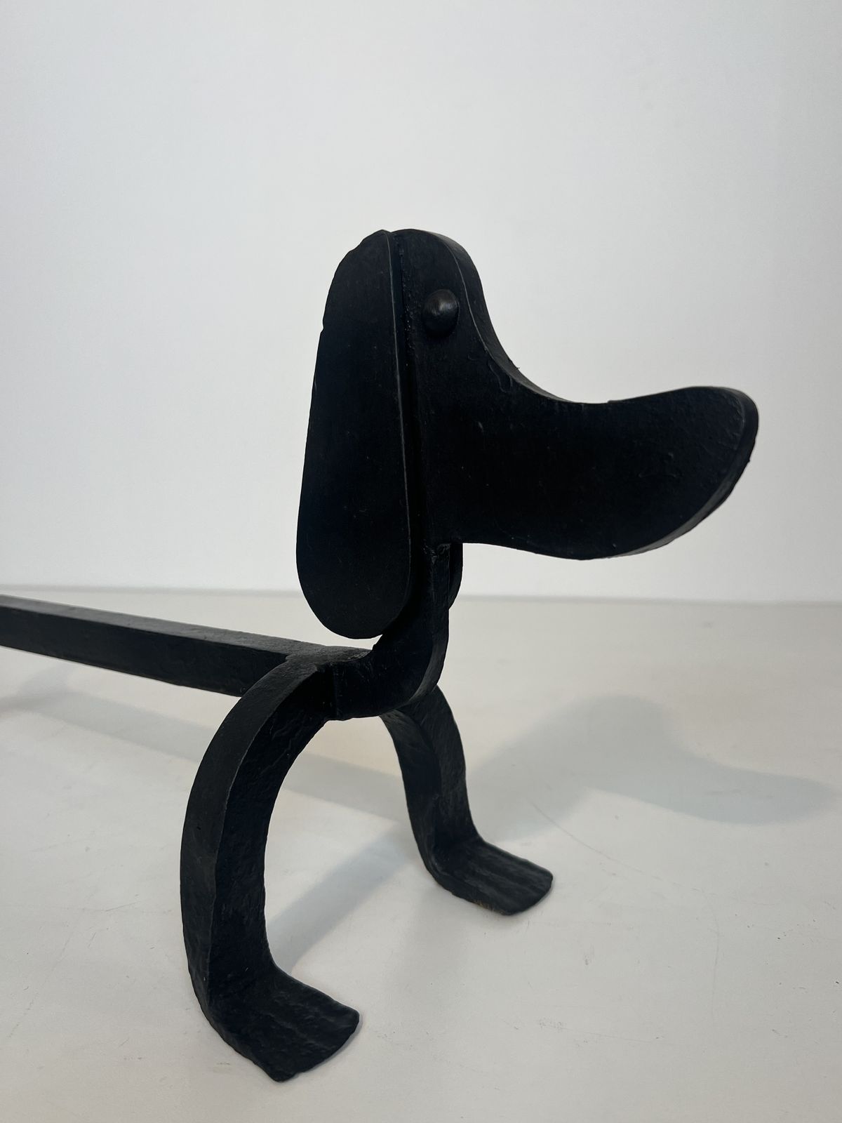 Pair Of Wrought Iron Andirons Depicting Dachshunds Attributed To Edouard Schenck photo vinterior