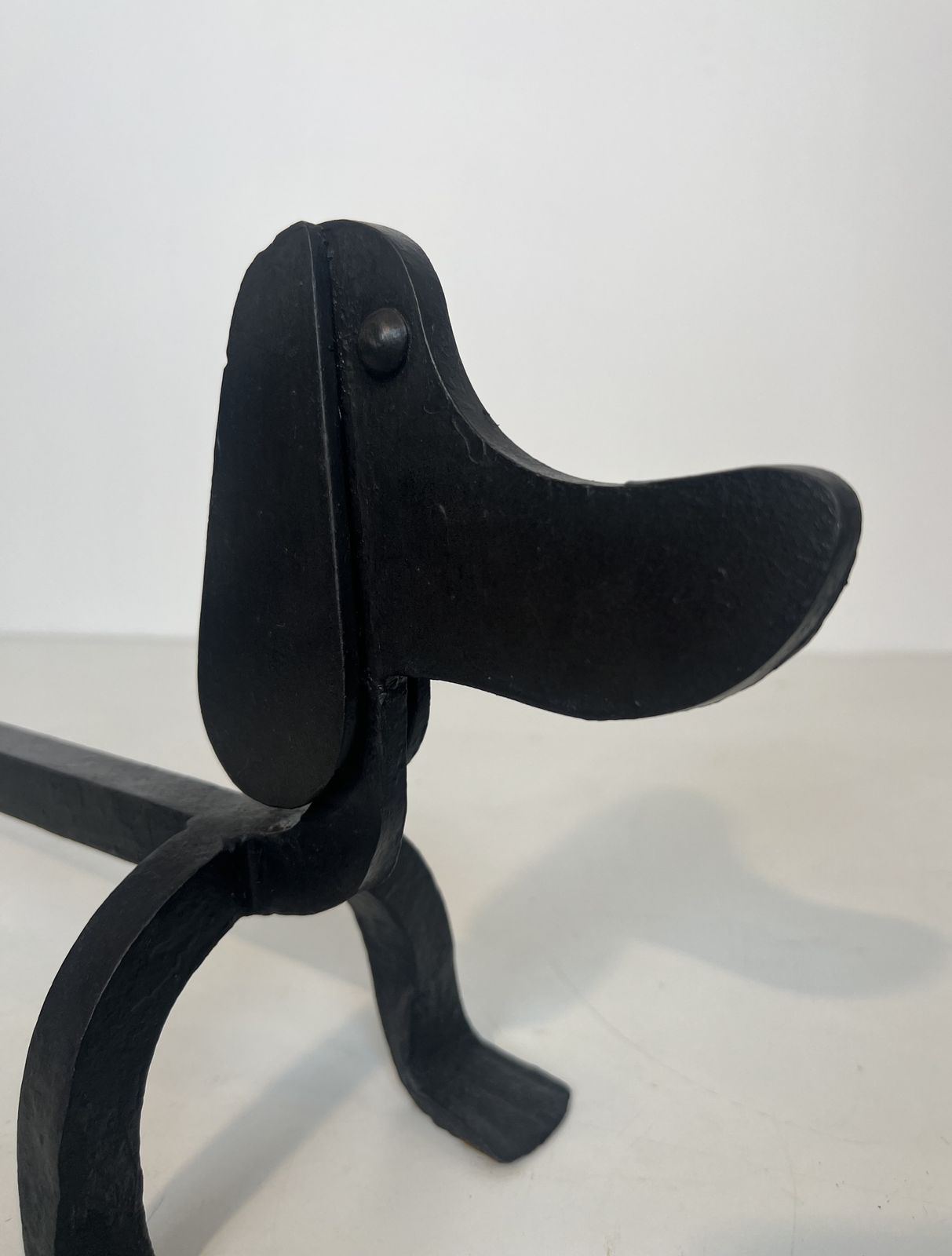 Pair Of Wrought Iron Andirons Depicting Dachshunds Attributed To Edouard Schenck photo buy