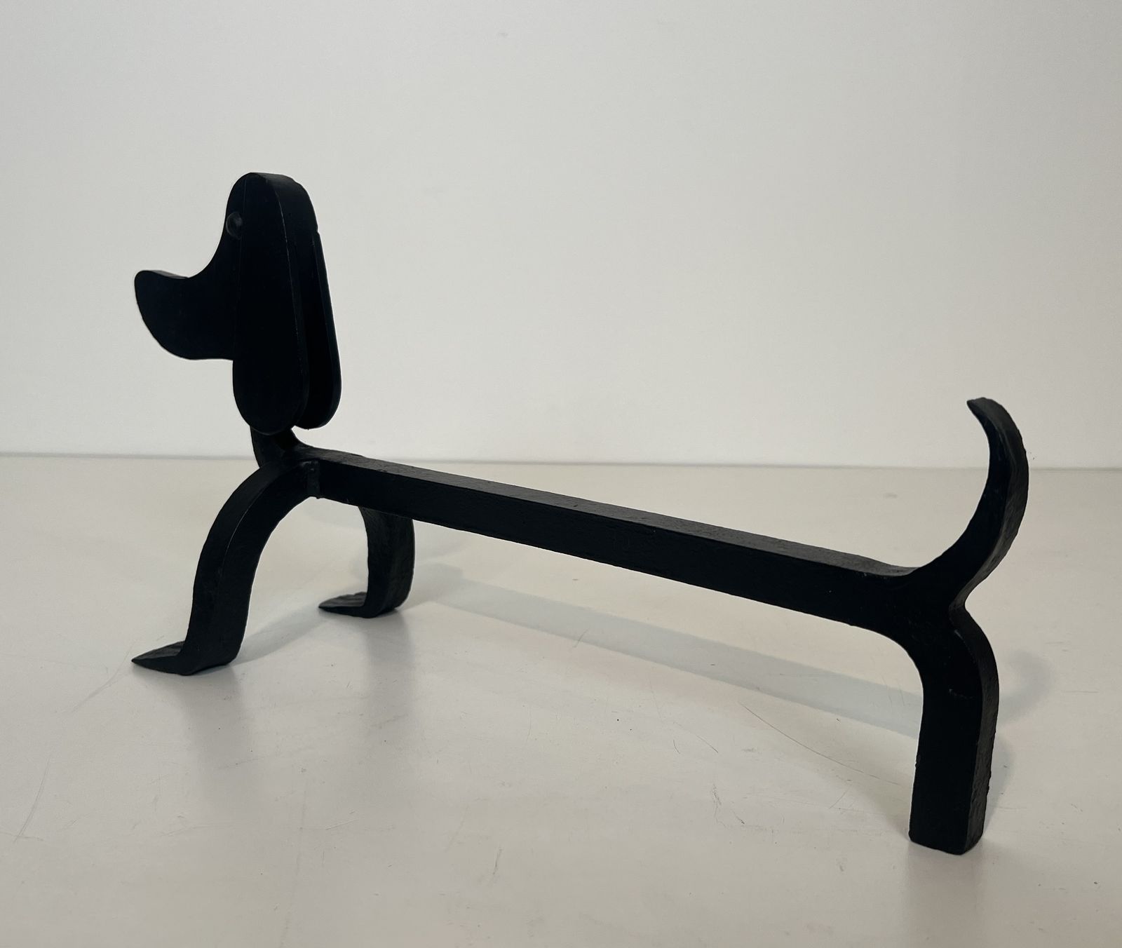 photo for sale Pair Of Wrought Iron Andirons Depicting Dachshunds Attributed To Edouard Schenck