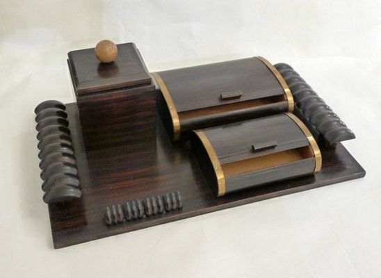Art Deco Desk Set In Wood, 1930s