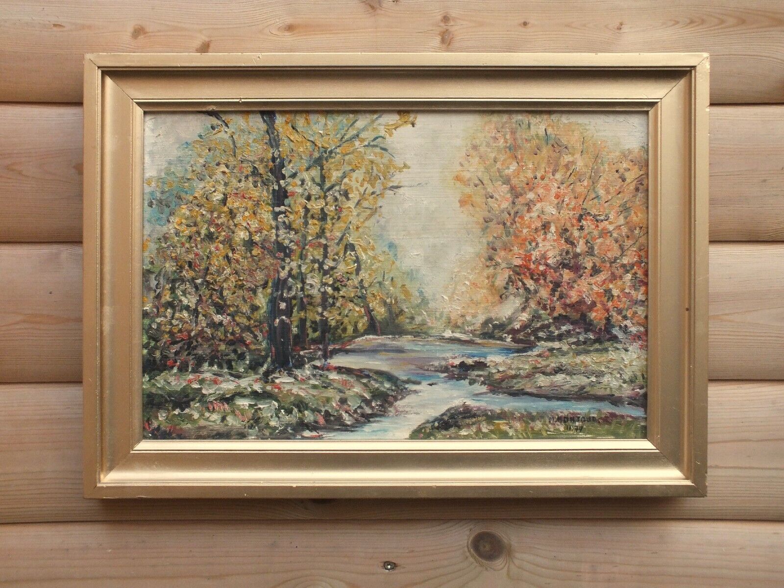 Impressionist Woodland Landscape France Framed Signed French Oil Painting photo furniture