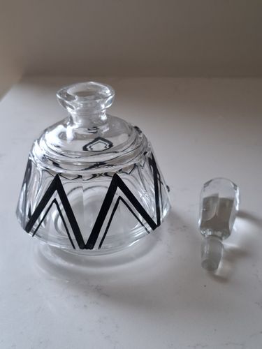 Home Decor Karl Palda Perfume Bottle & Trinket Pot Art Deco Czech Crystal 1930s photo