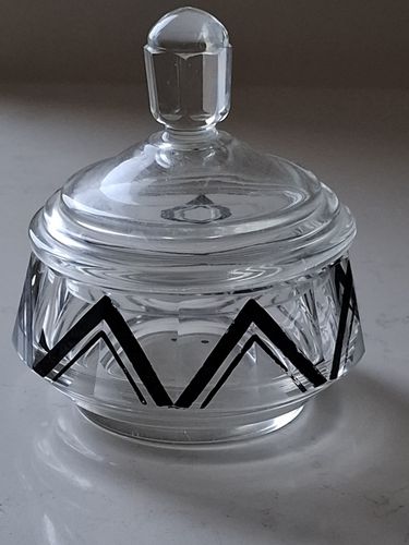 180.0 Karl Palda Perfume Bottle & Trinket Pot Art Deco Czech Crystal 1930s photo