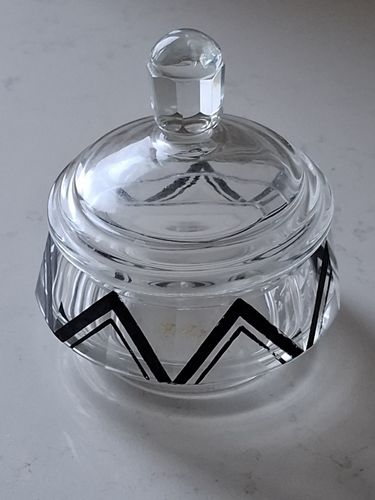 photo vinterior Karl Palda Perfume Bottle & Trinket Pot Art Deco Czech Crystal 1930s