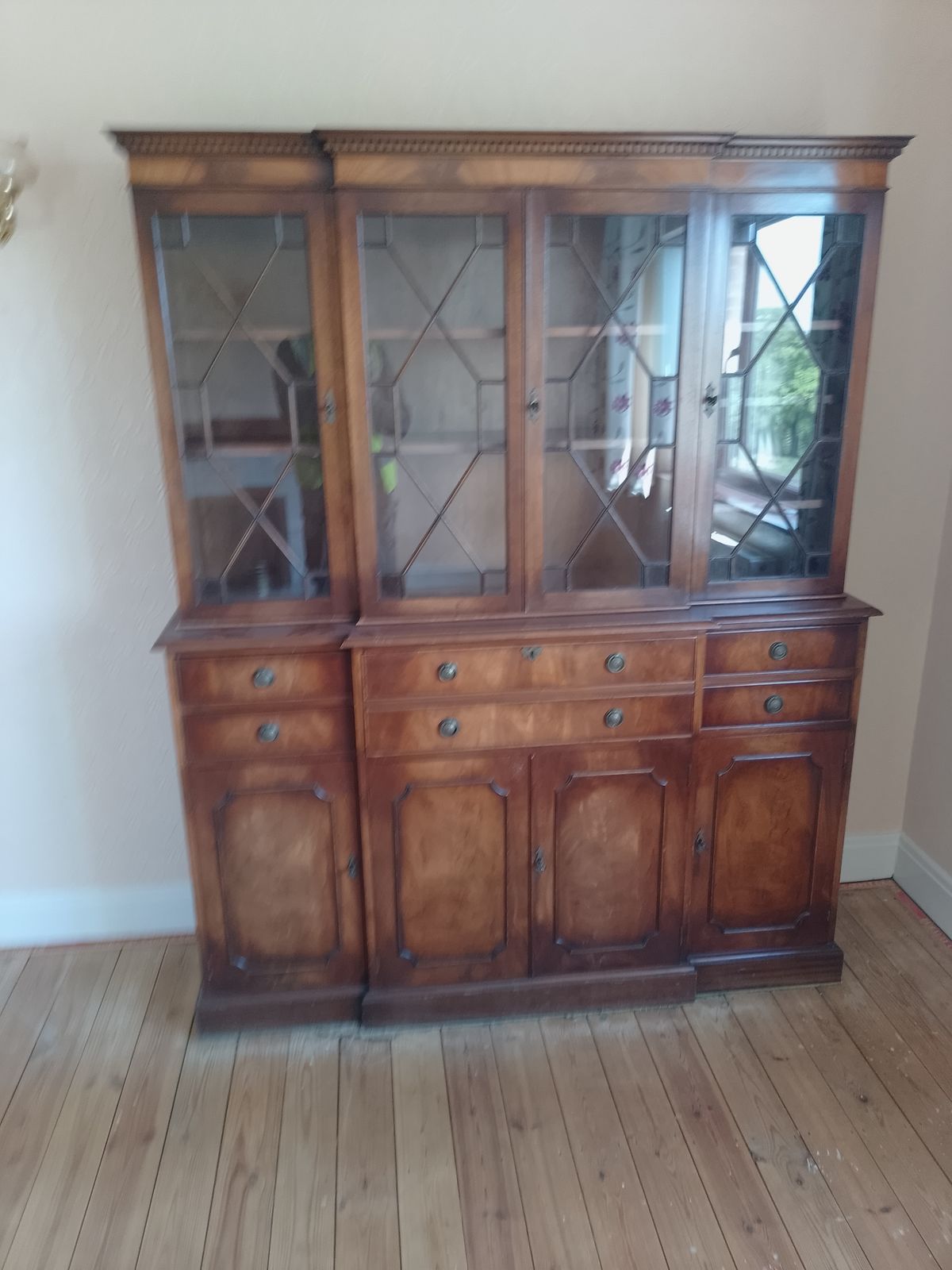 Original 1960 Bevan Funnel Georgian Style Bookcase Cabinet With Secretaire Draw.