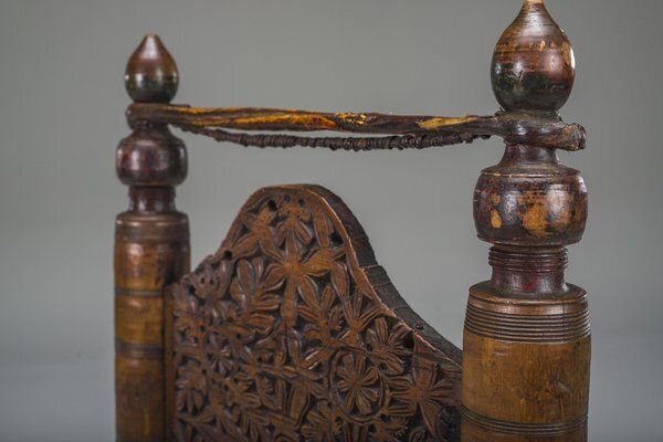 Early 20th Century Handmade Low Cedar Chair, Nuristan, 1890s photo buy