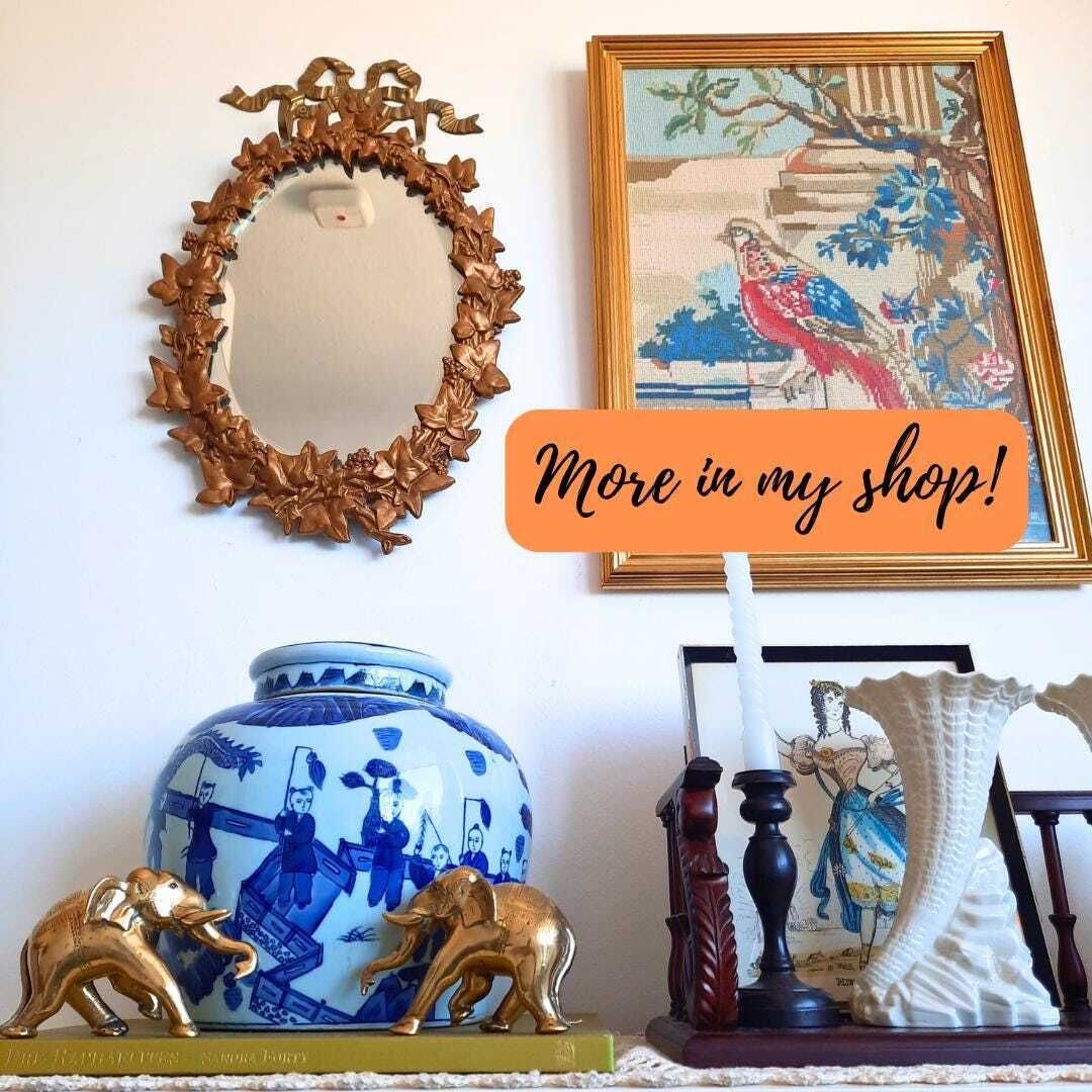Antique Victorian Gilt Cast Iron Oval Wall Mirror With Naturalistic Leaves Frame And Bevelled Edge Mirror Plate H 19.2'' photo 250.0