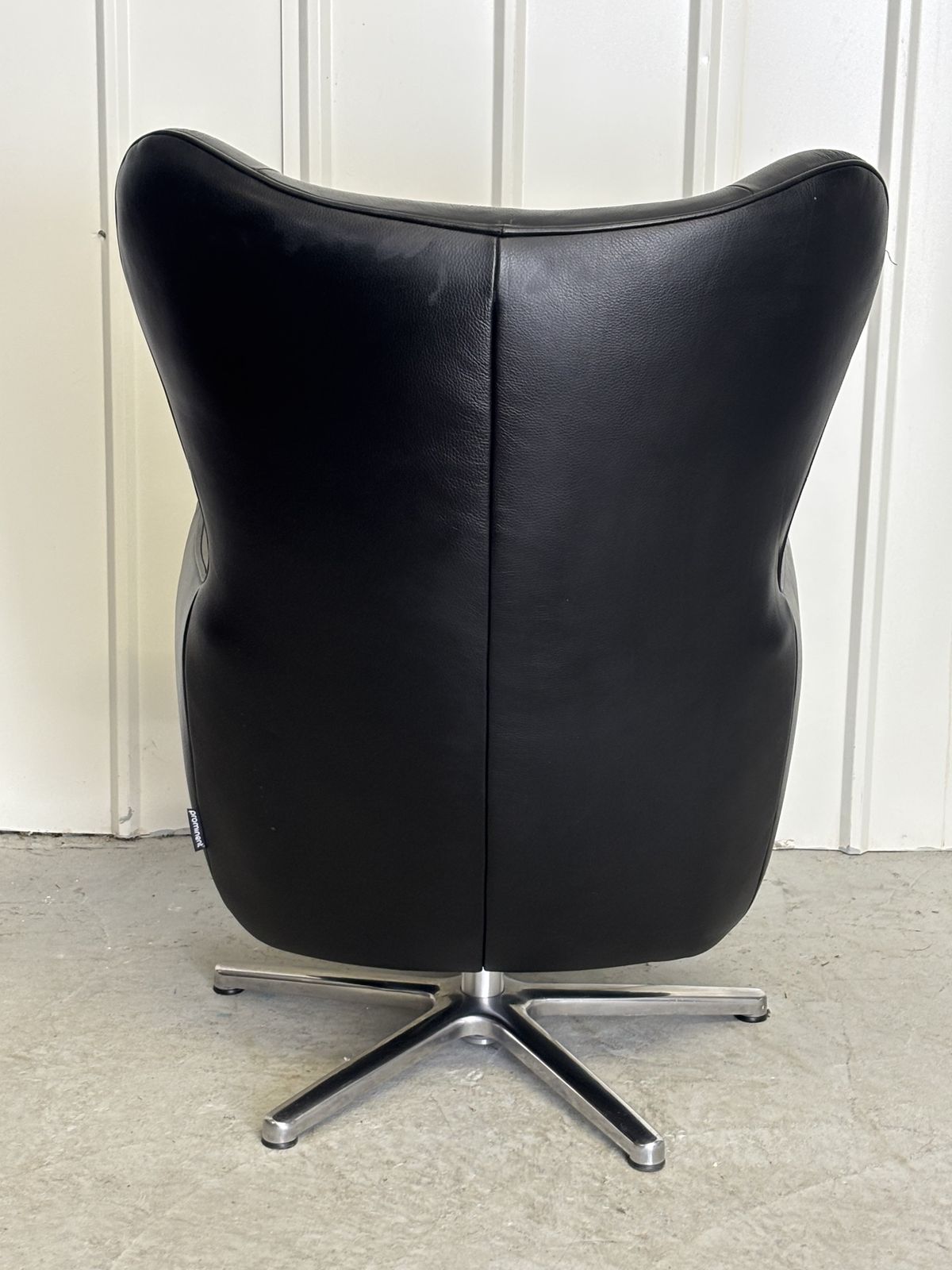 Vintage Black Leather Danish Design Swivel Lounge Chair photo for sale
