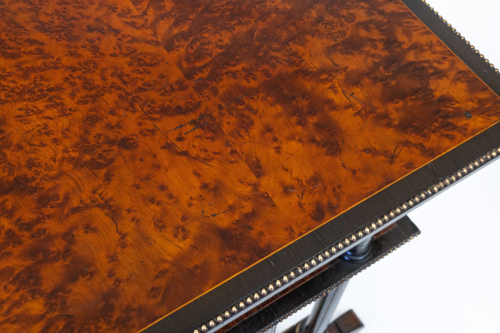 Aesthetic Movement Amboyna Burl Ebonised & Gilt Metal Side Table photo Furniture