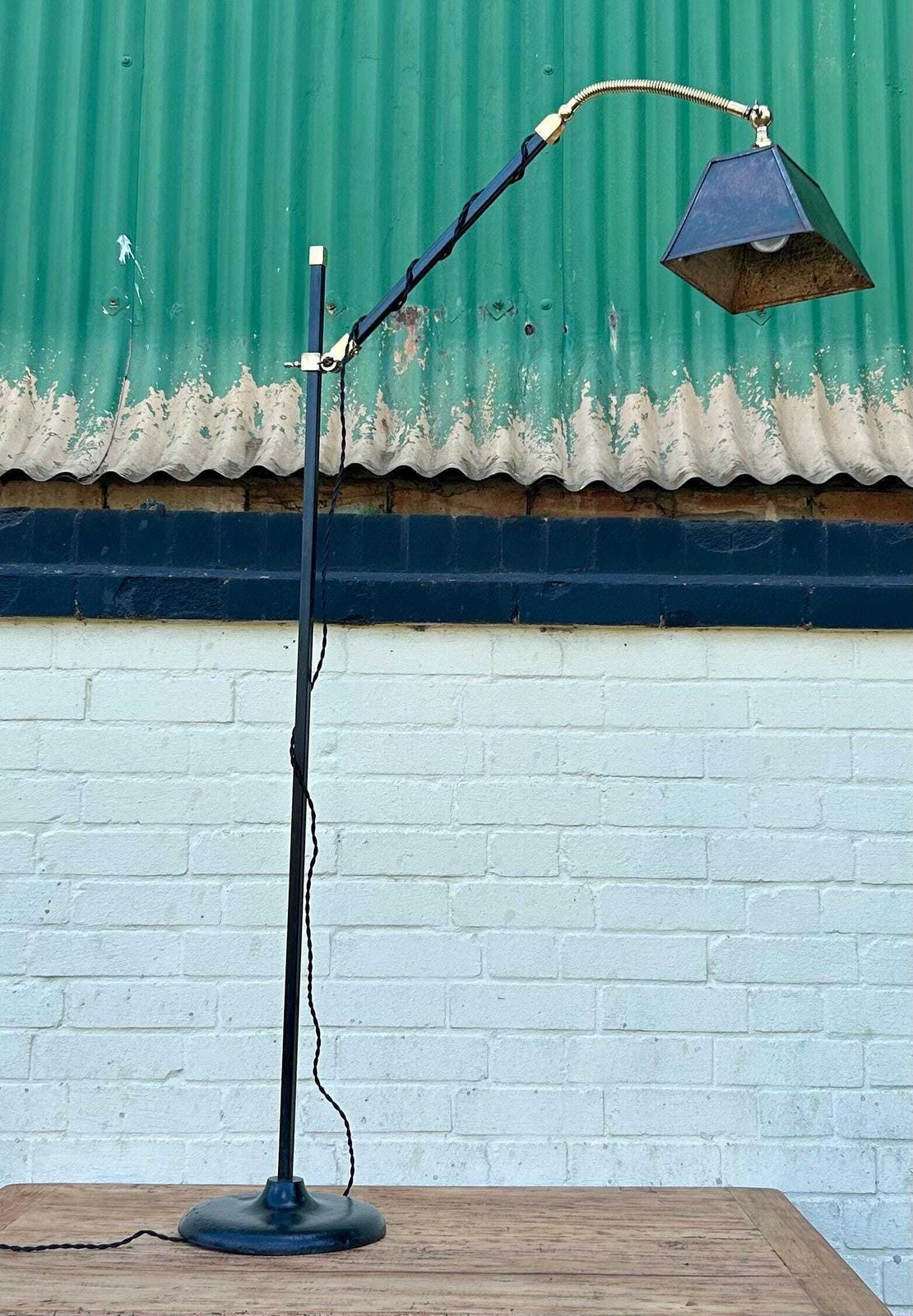 Industrial Adjustable Desk Vintage Floor Lamp Office Factory Retro Antique Light Lighting Table
