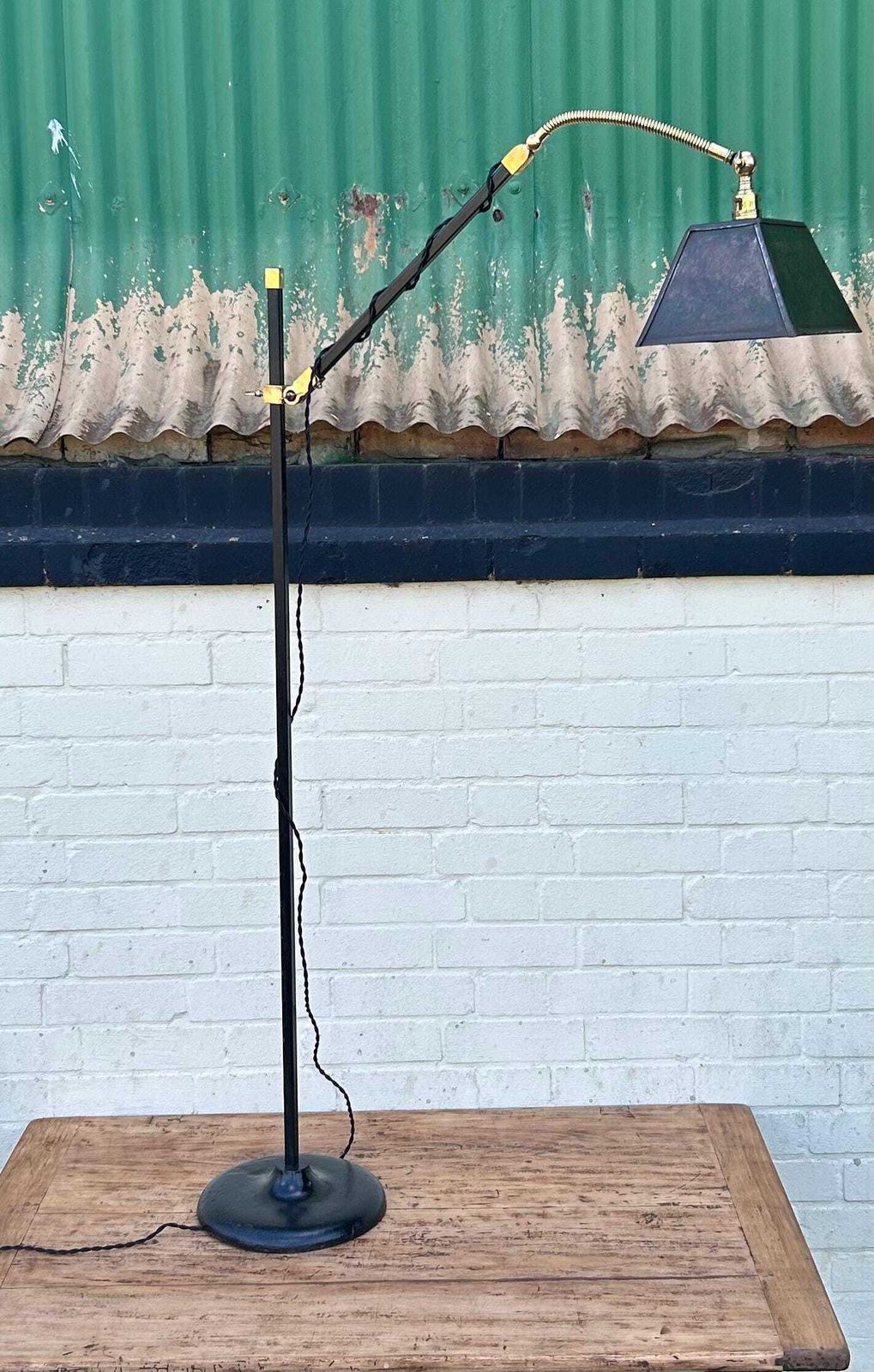 Industrial Adjustable Desk Vintage Floor Lamp Office Factory Retro Antique Light Lighting Table photo for sale