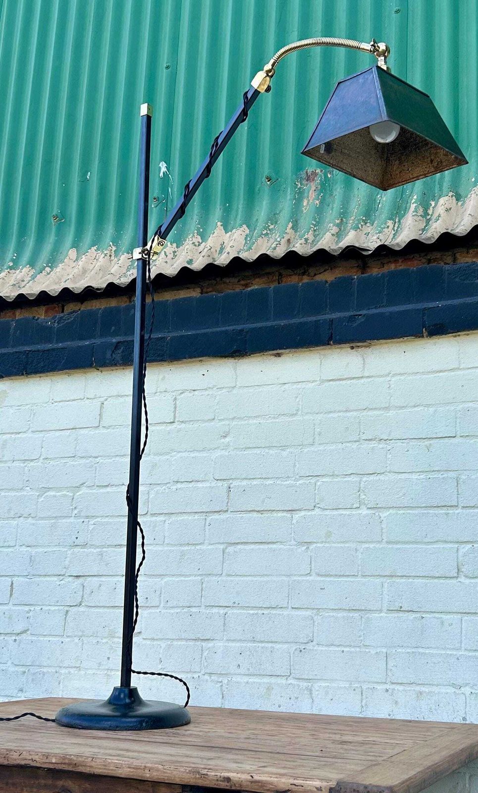 Industrial Adjustable Desk Vintage Floor Lamp Office Factory Retro Antique Light Lighting Table photo Lighting