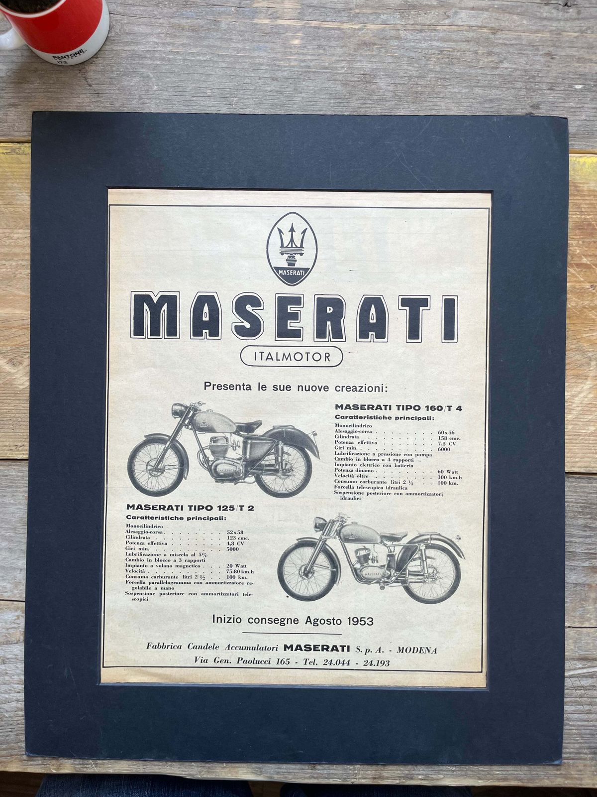 Maserati Motorcycles Advertising Print 1950s