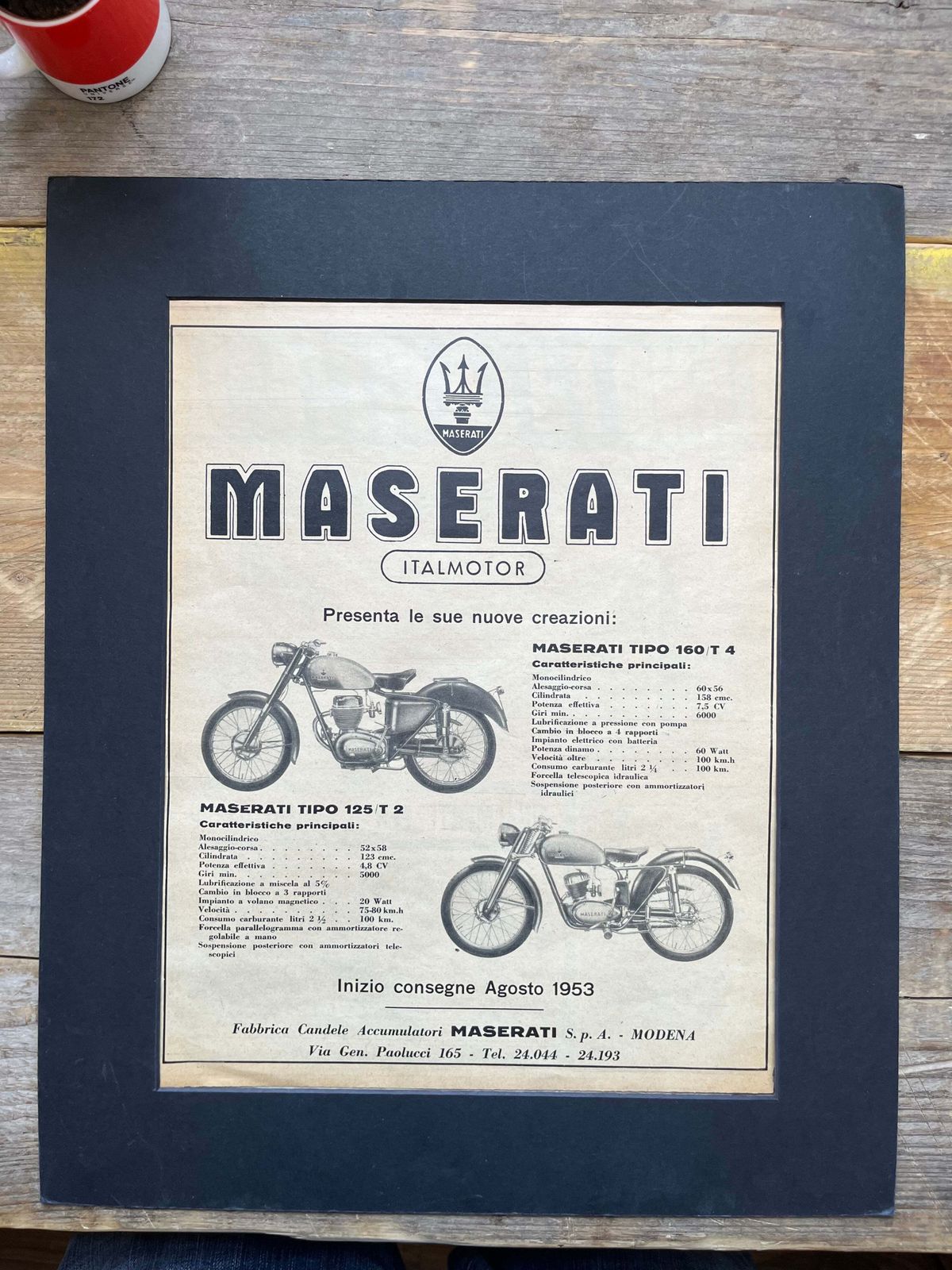 Maserati Motorcycles Advertising Print 1950s photo Art