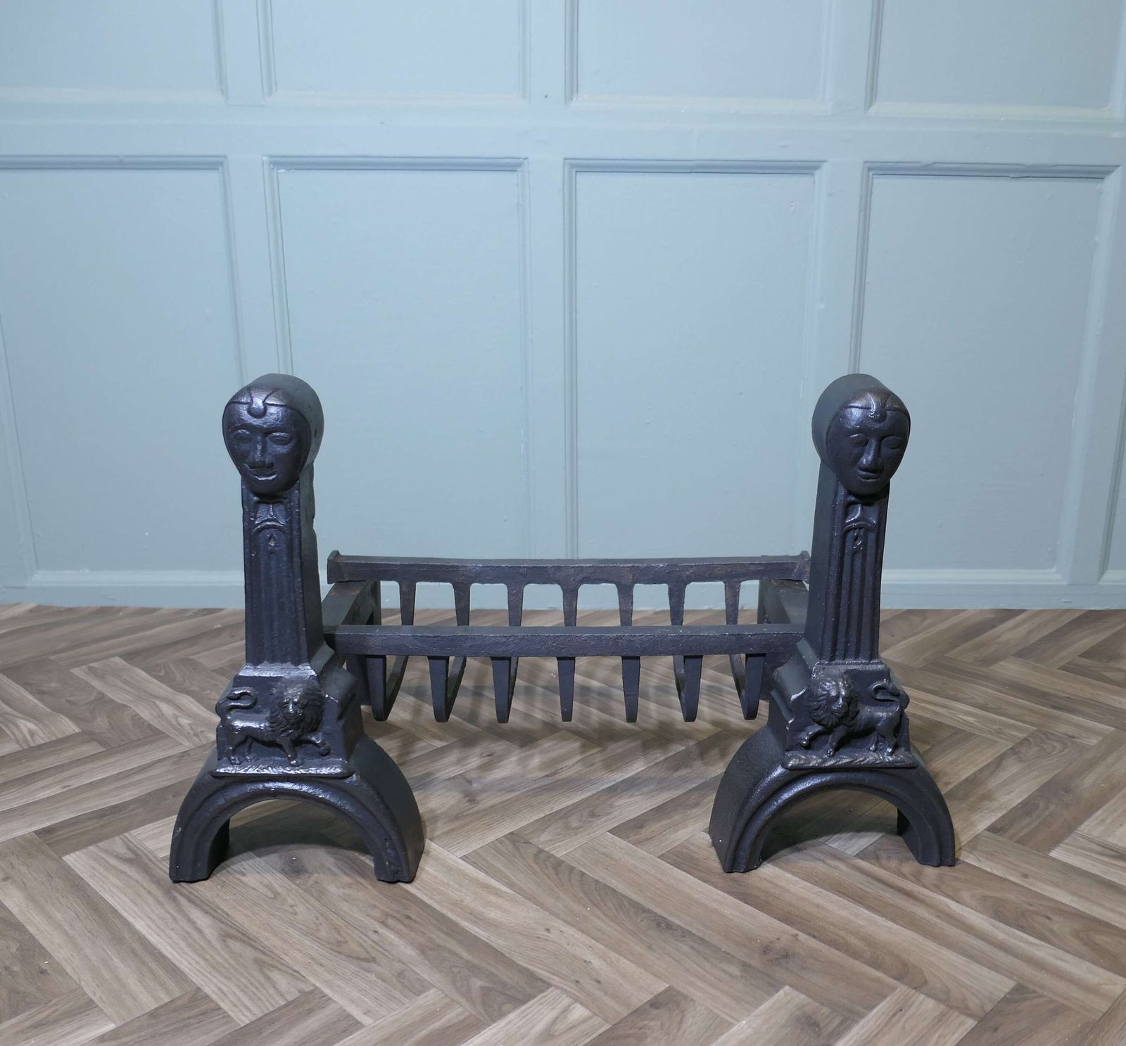 Very Heavy 19th Century Inglenook Fire Grate On Andirons48 photo furniture