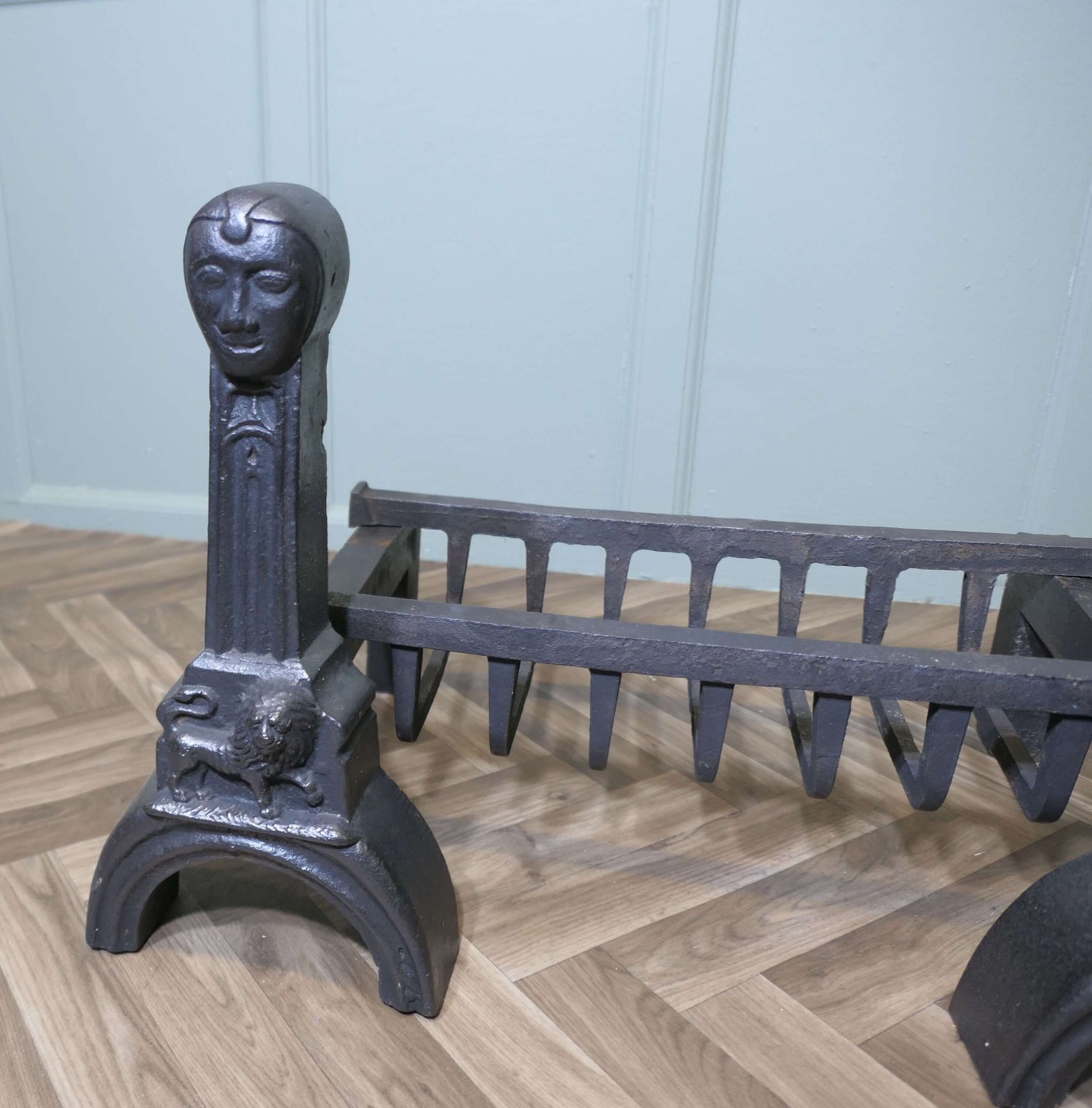 Very Heavy 19th Century Inglenook Fire Grate On Andirons48 photo Home Fixtures