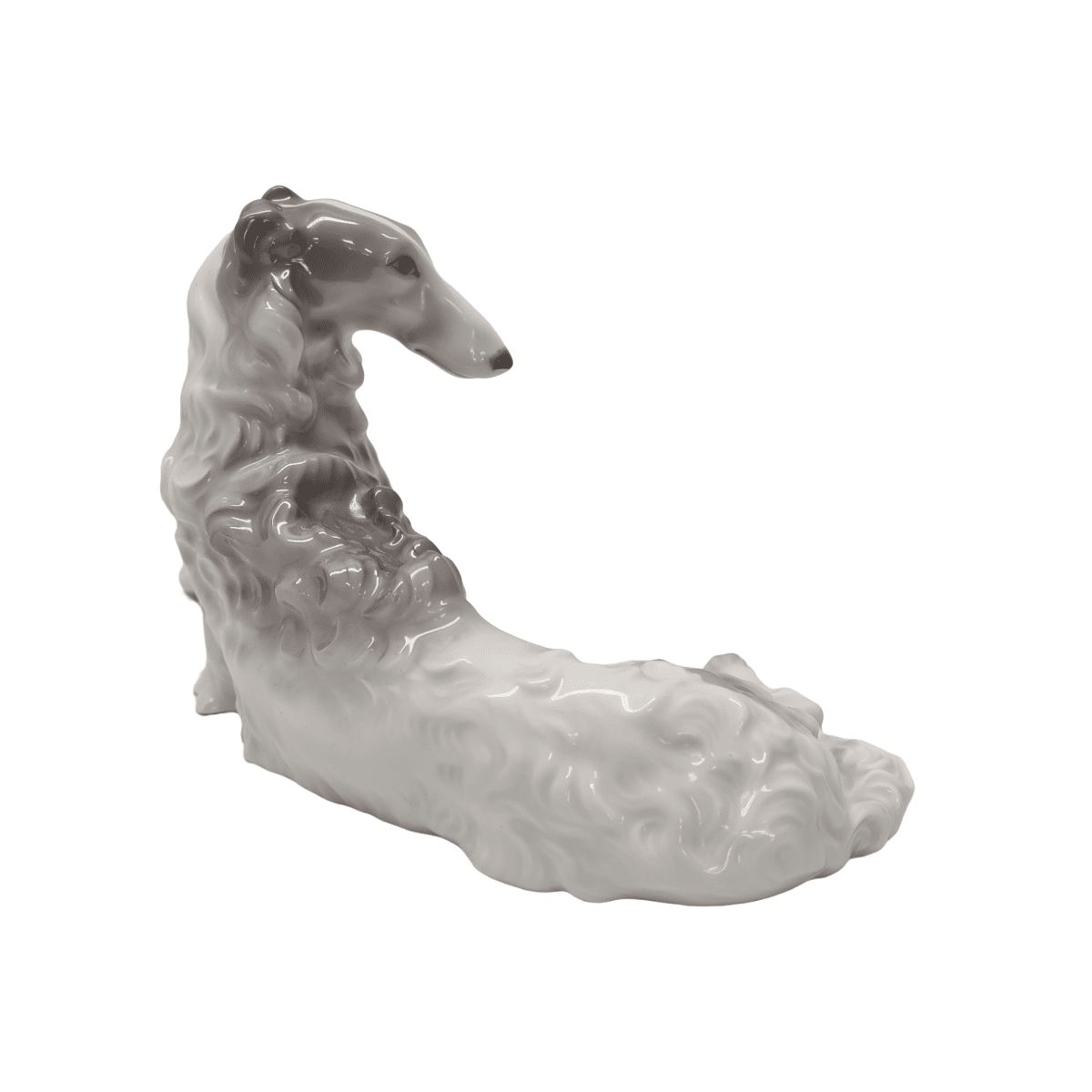 Art Deco Porcelain Borzoi Statue Schlaggenwald, 1st Half 1900s photo Art