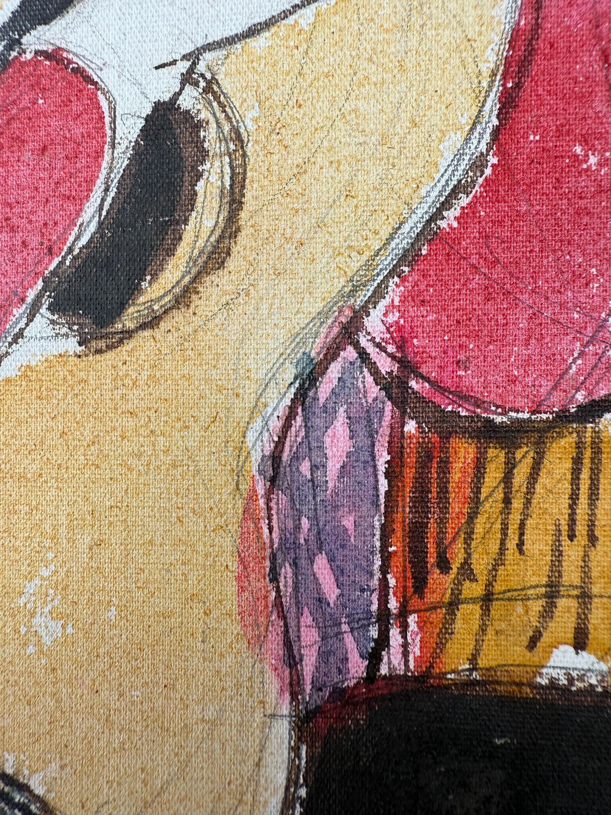 Jordi Curos Ventura Woman With Guitar Mixed Media Painting photo 300.0