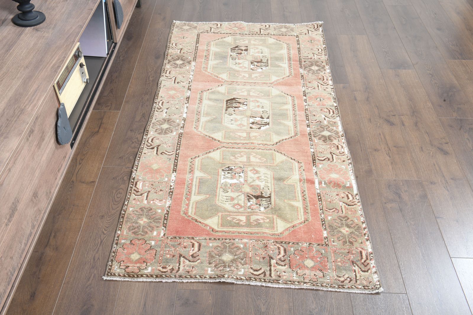 photo for sale 3x5'9 Ft, Orange Vintage Turkish Short Runner, Farmhouse Decor, Wool, Handmade Oushak Rug, Kitchen Decor, Stair Decor, Hallway Carpet, Washable