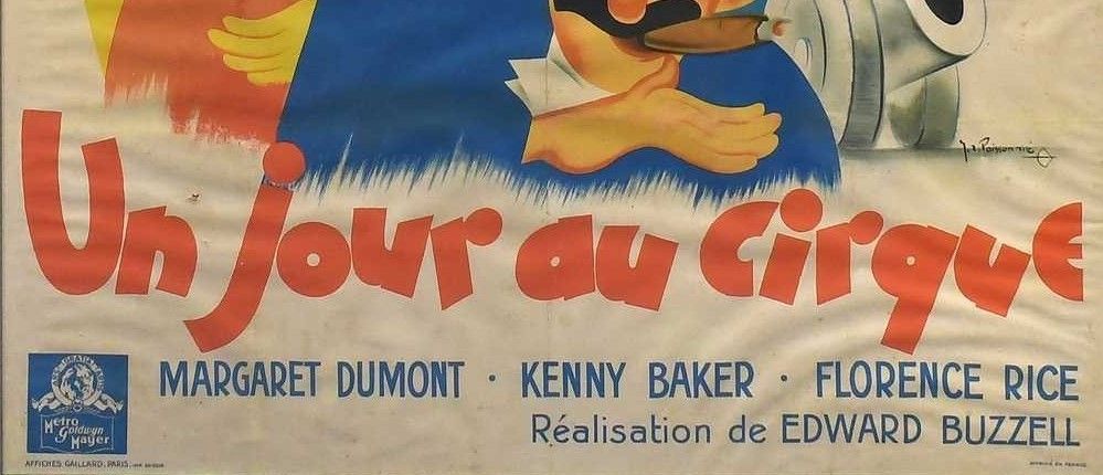 Enormous Marx Brothers Original Film Poster 'Un Jour Au Cirque' photo Art