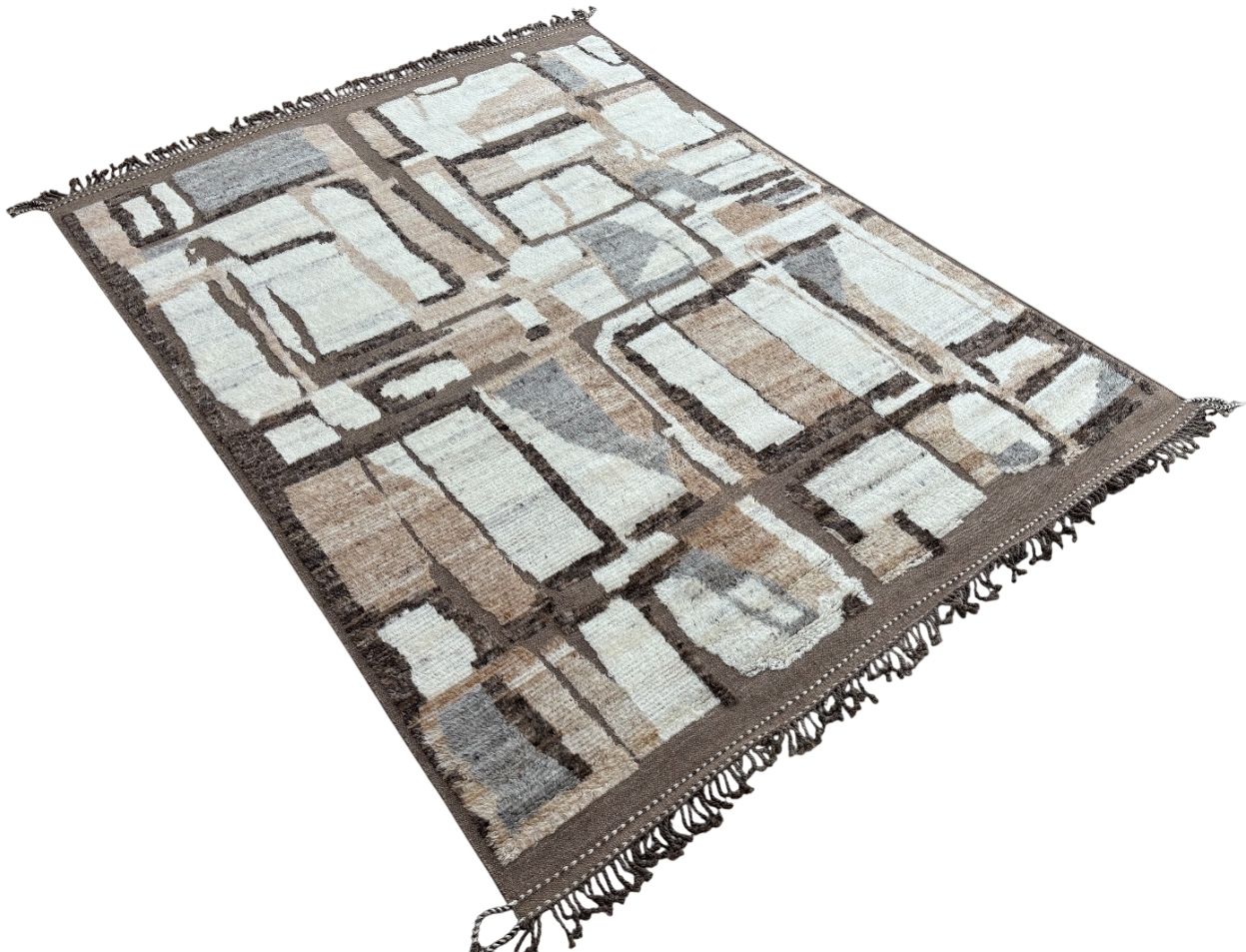 275x365 Cm Vintage Hand Knotted Moroccan Design Rug, Handmade Beni Ourain Carpet. 100% Natural Wool photo 1915.0