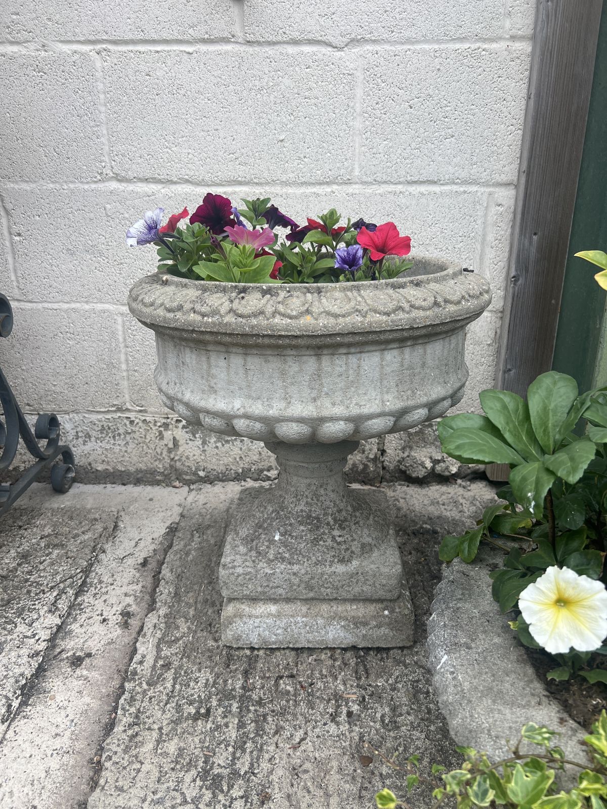 A Pair Of Mid Century Reconstituted Garden Urns photo vintage